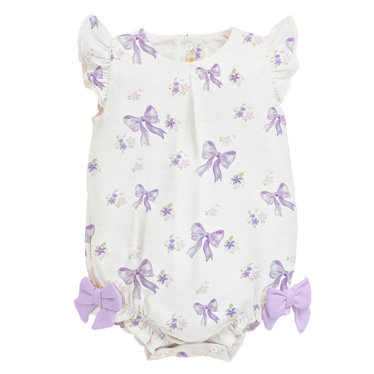 Lavender Bows Bubble with Ruffles by Baby Club Chic