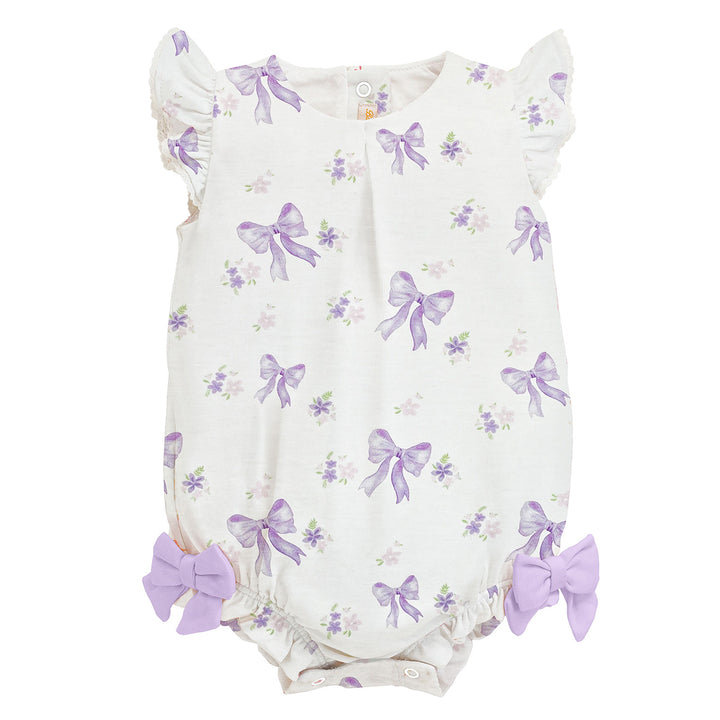 Lavender Bows Bubble with Ruffles by Baby Club Chic