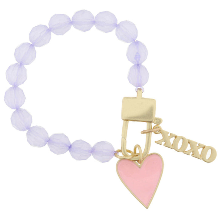 Jane Marie Lavender Bracelet with Heart and XOXO