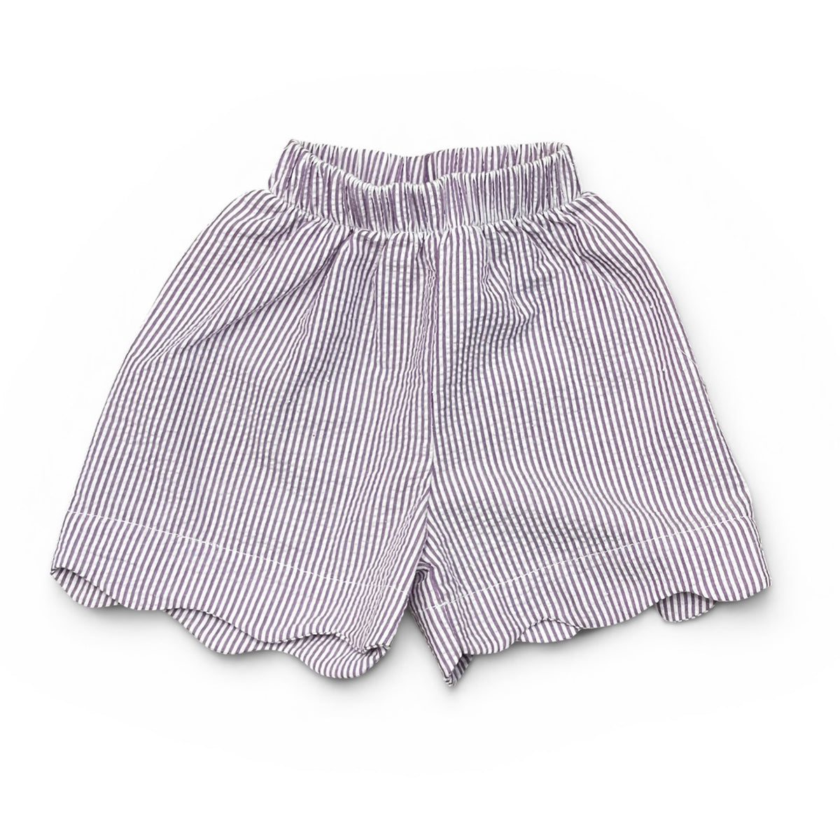 Lavender Stripe Scallop Seersucker Shorts by My Little Hoppers