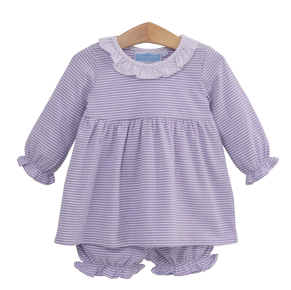 Lavender Stripe Bloomer Set by Trotter Street Kids