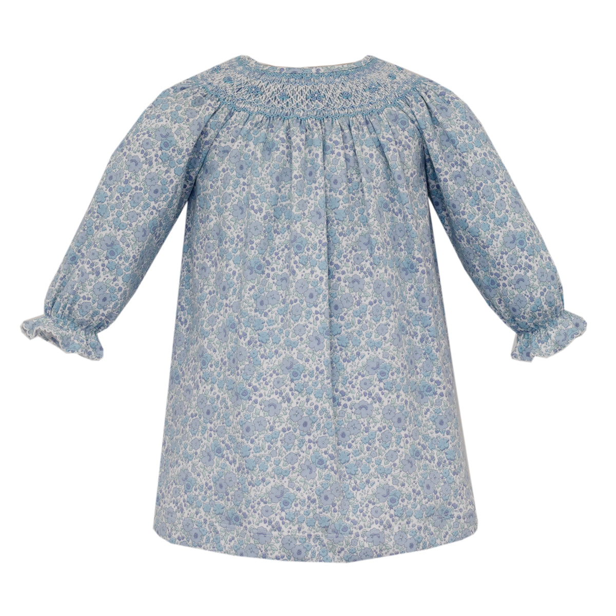 Joy Blue Liberty Knit Bishop Dress by Petit Bebe