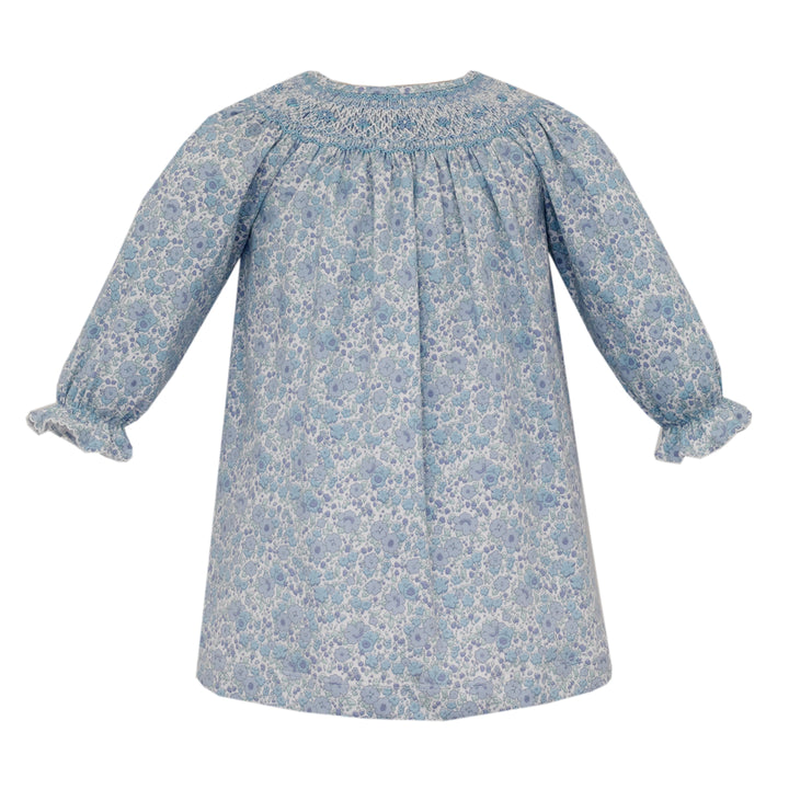 Joy Blue Liberty Knit Bishop Dress by Petit Bebe