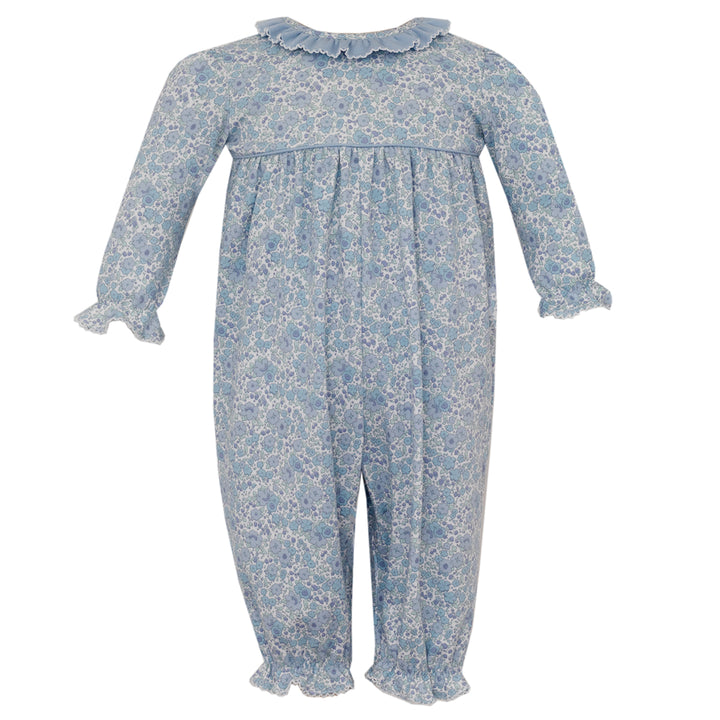 Joy Blue Liberty Knit Long Romper by Petit Bebe