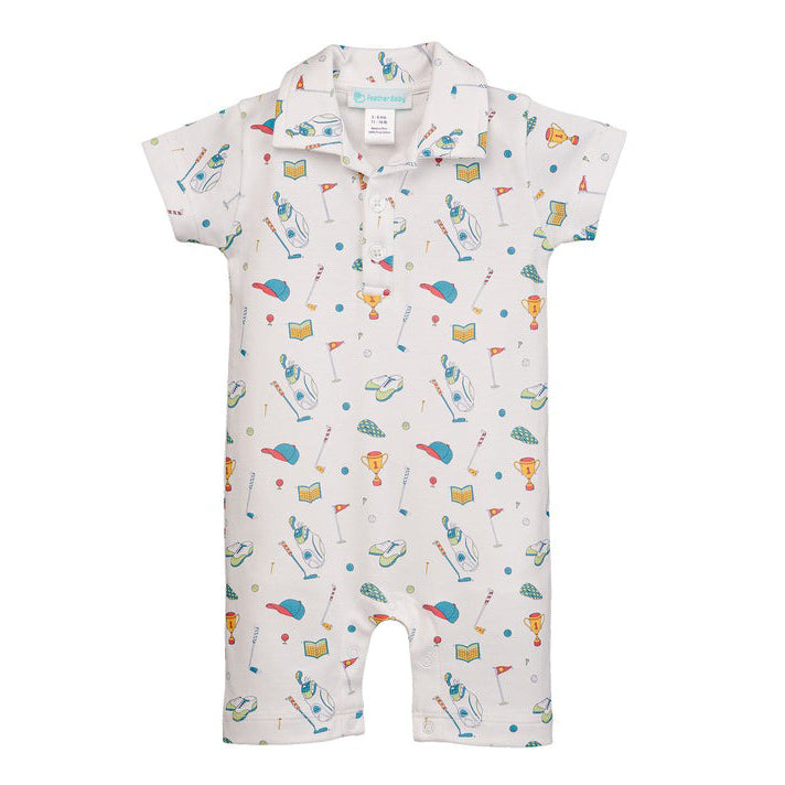 Little Links Collared Romper by Feather Baby