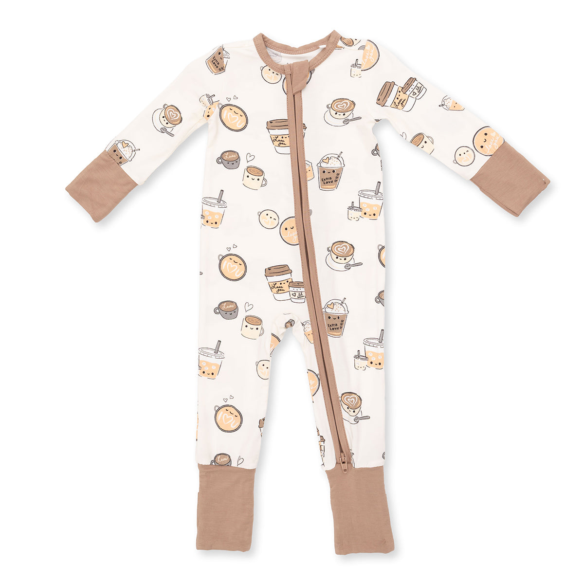 Love You a Latte Zipper Romper by Angel Dear