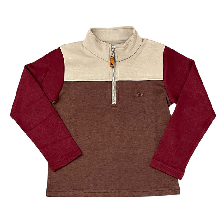 Khaki, Brown and Maroon Color Block Pullover by Southbound