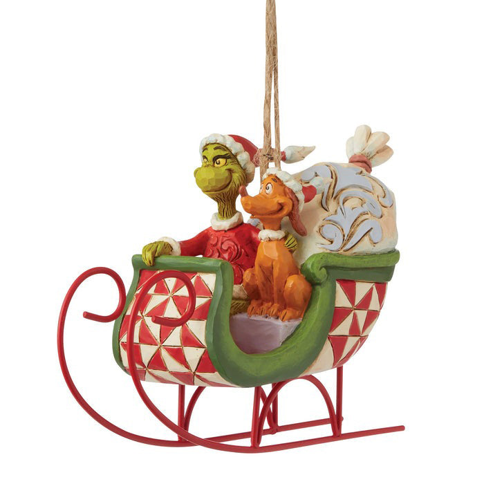 Grinch & Max in Sleigh Christmas Tree Ornament