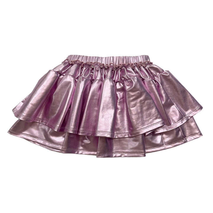 Metallic Lavender Ruffle Skirt by Lulu Bebe