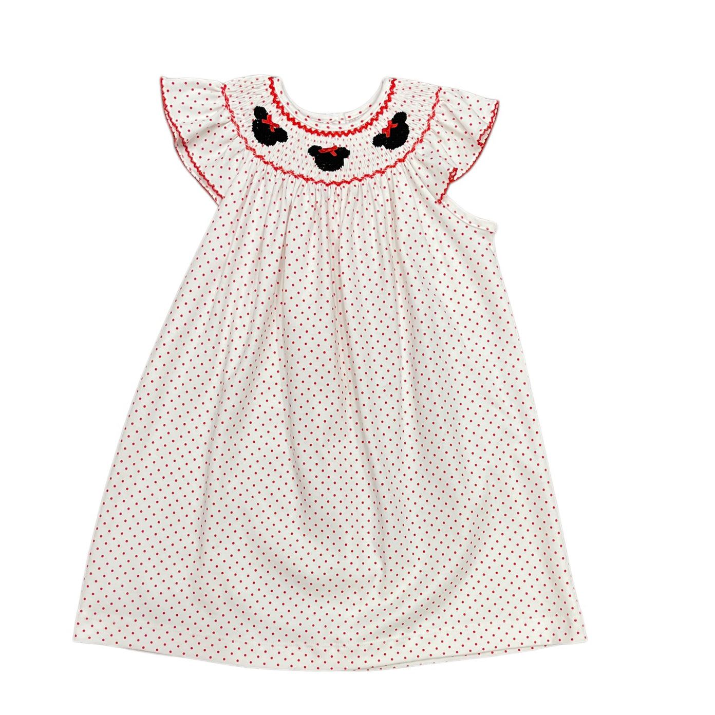 Minnie Head Smocked Polka Dot Angel Wing Bishop Dress by Petit Bebe