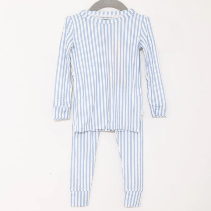 Light Blue Mini Stripe 2pc Pajama Set by The Uptown Baby