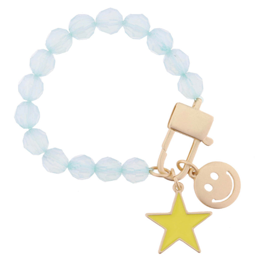 Jane Marie Mint Bracelet with Star and Happy Face