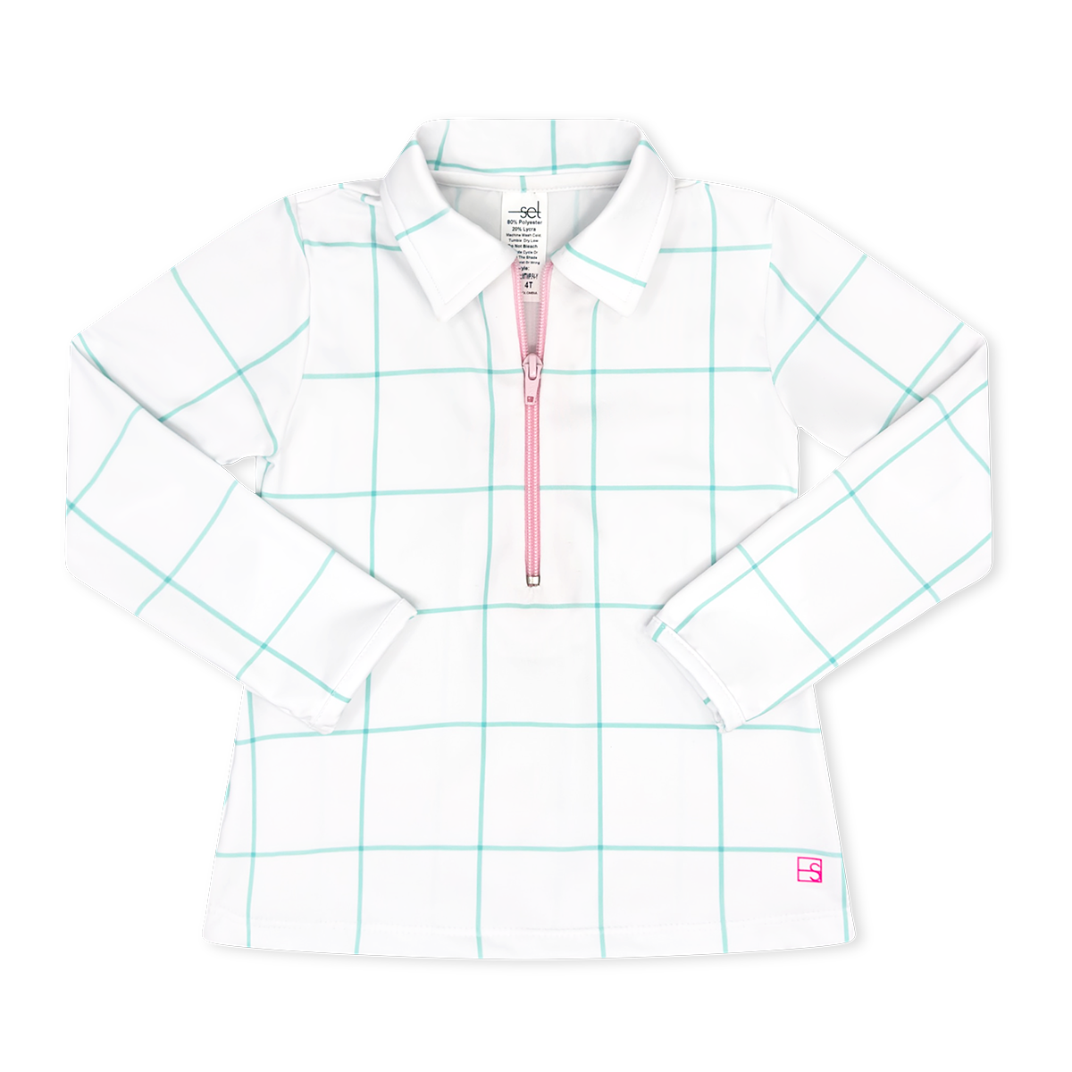 Mint Windowpane and Cotton Candy Pink Half-Zip by Set Fashion