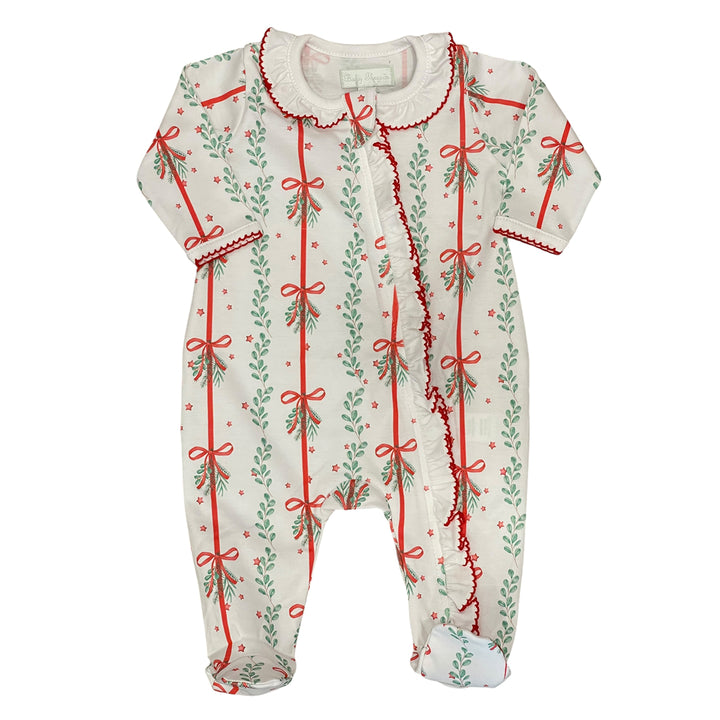 Christmas Mistletoe Zipper Footie by Baby Threads