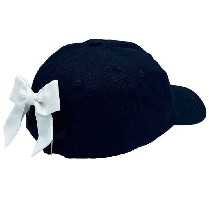 Bits & Bows Baseball Hat - Navy with White Bow