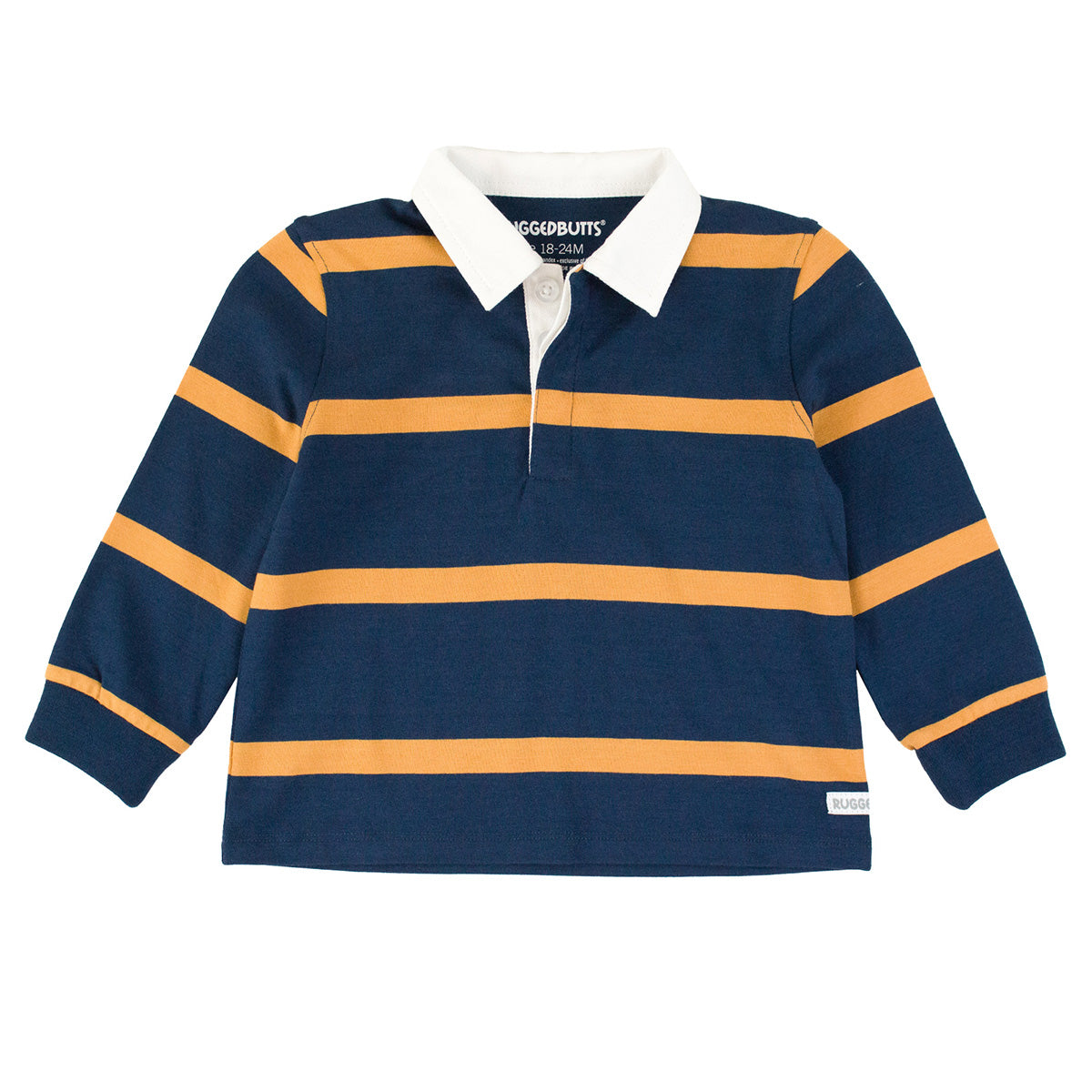 Navy and Honey Stripe Long-Sleeve Rugby Polo by RuggedButts