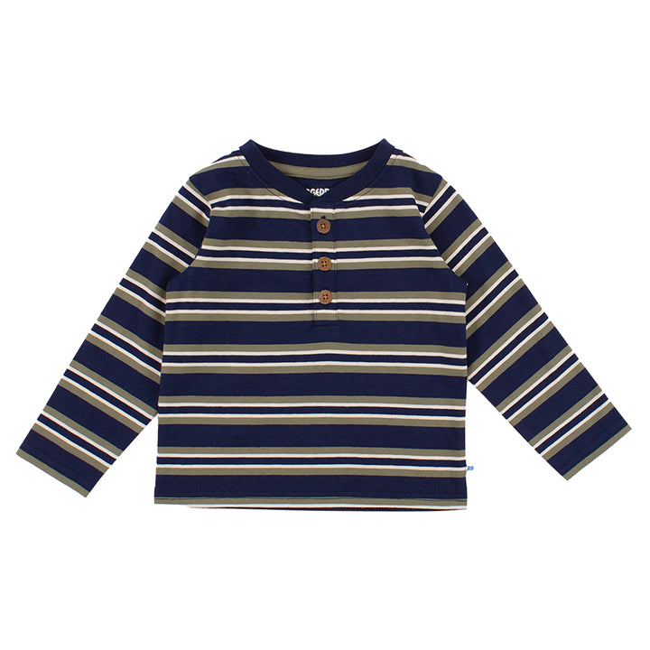 Navy / Olive Stripe Long-Sleeve Henley Shirt by RuggedButts