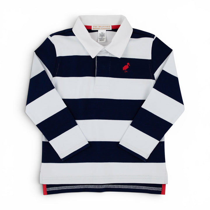Nantucket Navy Stripe Rollins Rugby Shirt by The Beaufort Bonnet Company