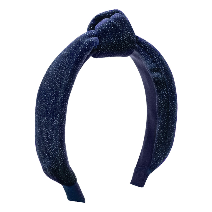 Navy Sparkle Velvet Knot Headband by Wee Ones