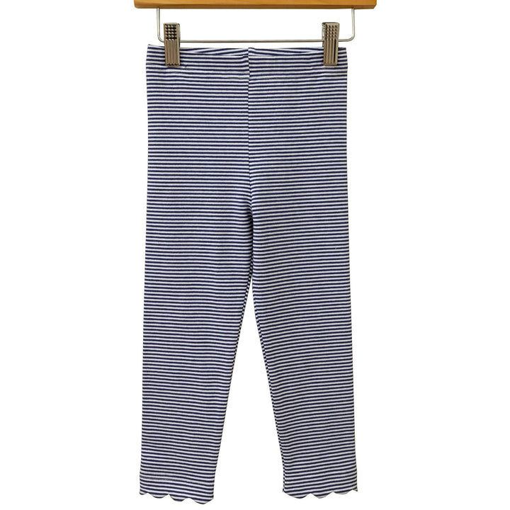 Navy Stripe Scallop Leggings by Trotter Street