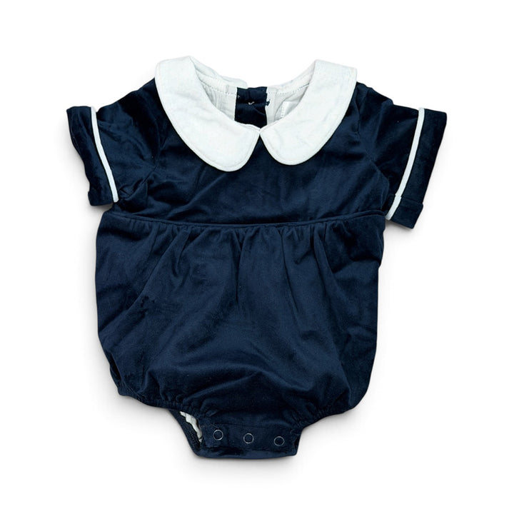 Navy Velvet Boy Bubble by LuLu BeBe