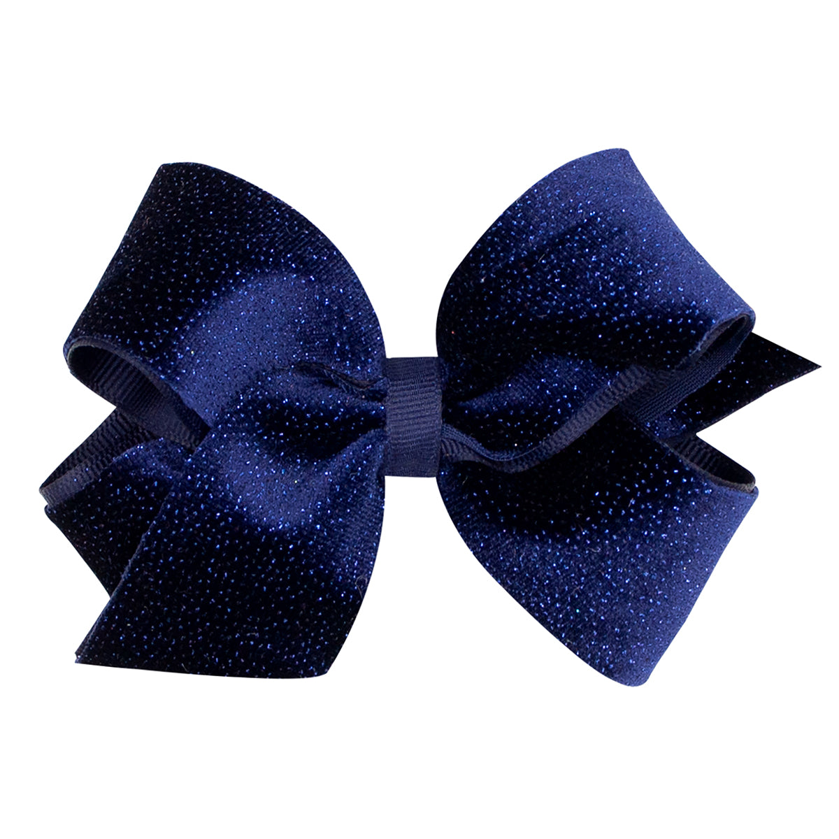 Navy Sparkle Velvet and Grosgrain Underlay Bow by Wee Ones (2 Sizes)