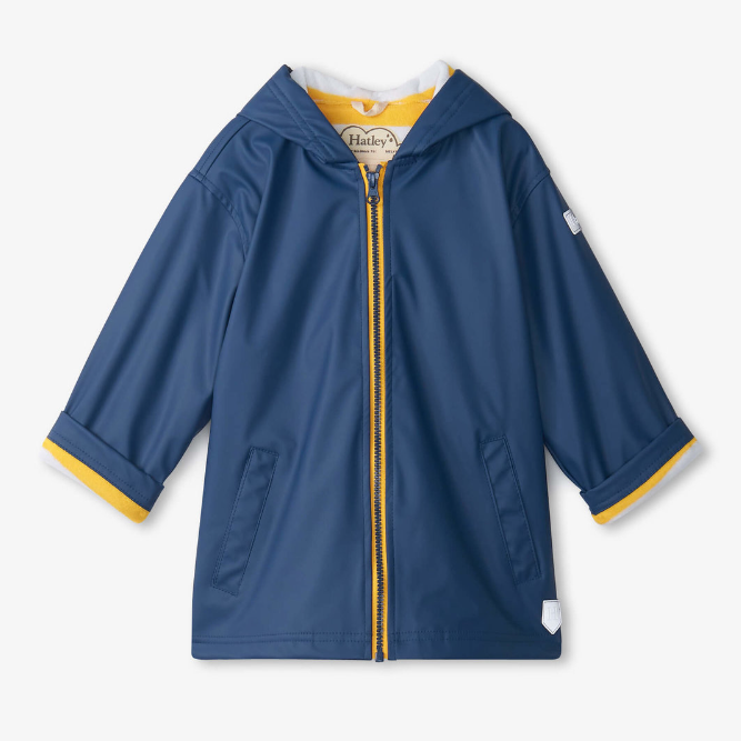 Hatley Navy / Yellow Zip Rain Jacket