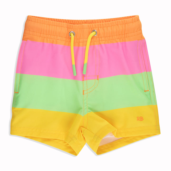Neon Citrus Color Block Performance Swim Trunks by RuggedButts