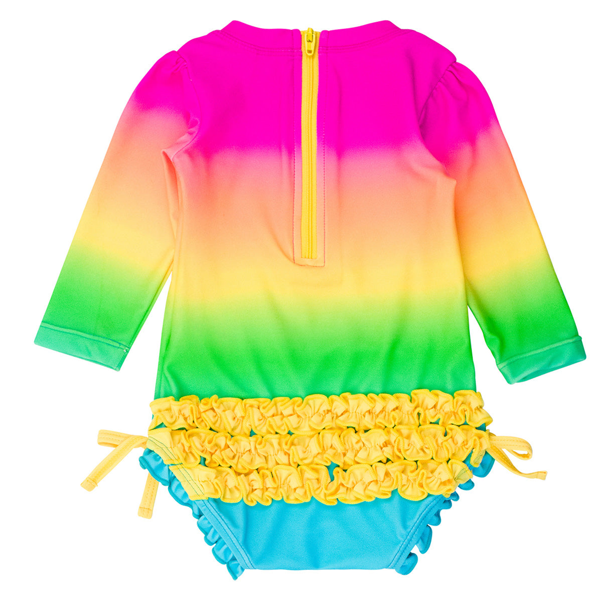 Neon Sunset One-Piece Rash Guard by RuffleButts