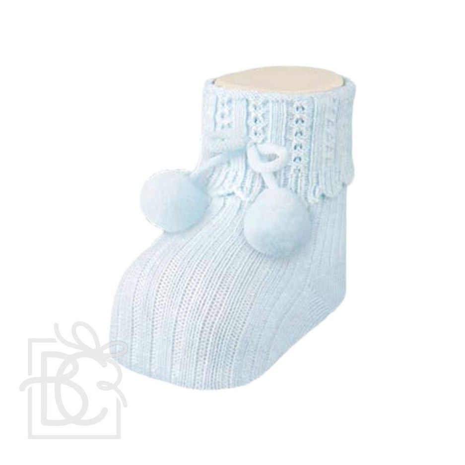 Newborn Blue Pompom Socks by Carlomagno