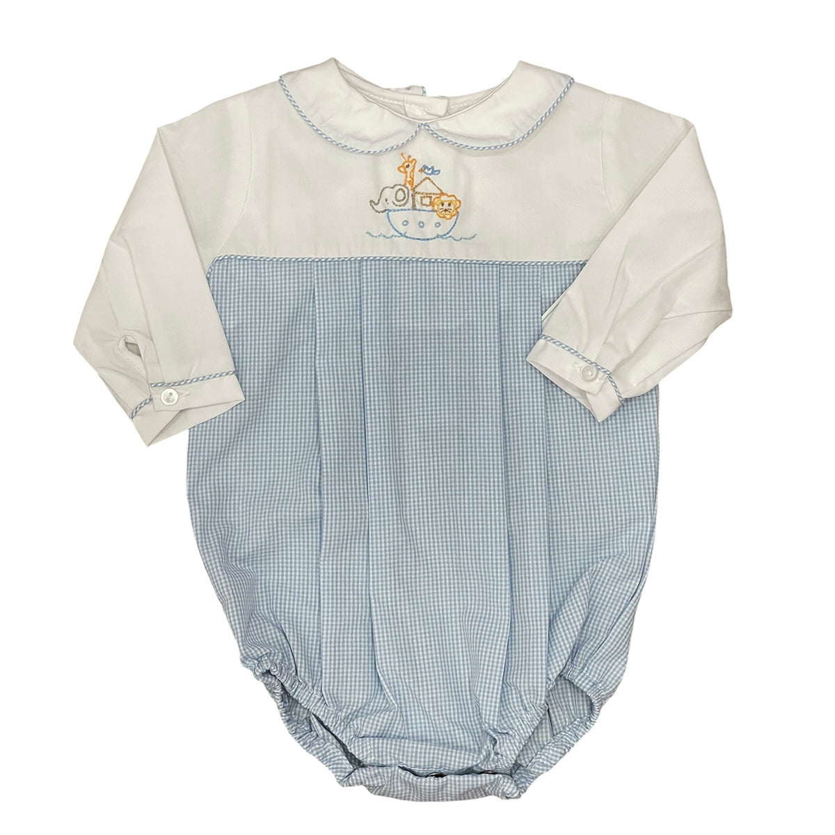 Noah's Ark Embroidered Boy Romper by Petit Ami