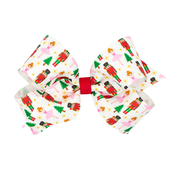 Nutcracker Print Grosgrain Bow by Wee Ones (2 Sizes)