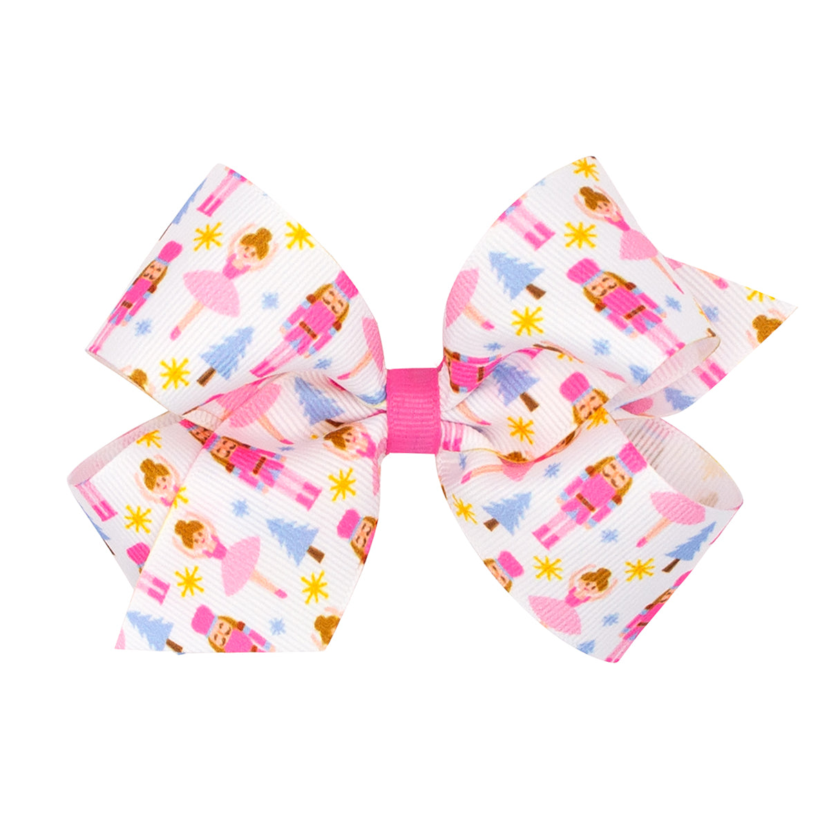 Nutcrackers Print Grosgrain Pink Bow by Wee Ones (2 Sizes)