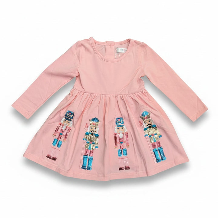 Sequin Nutcrackers on Pink Dress by LuLu BeBe