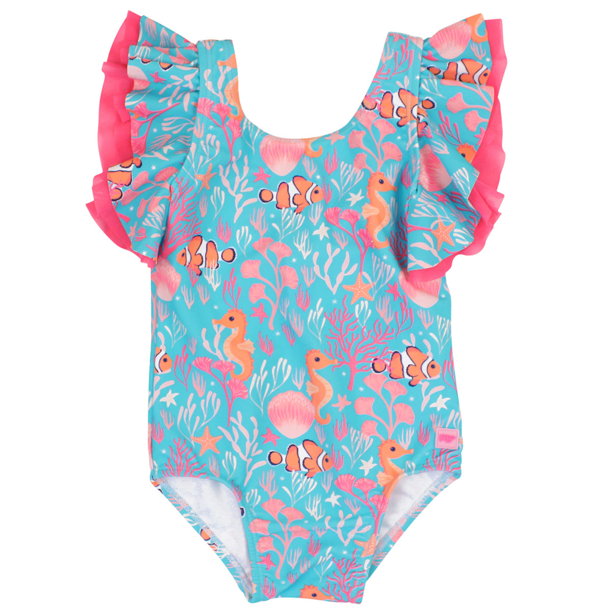 Ocean Tides Butterfly-Sleeve One-Piece Swimsuit by RuffleButts