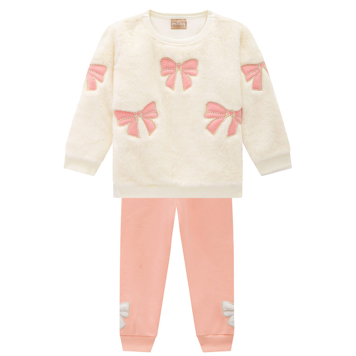 Milon Off-White / Pink Sweater Set with Bows