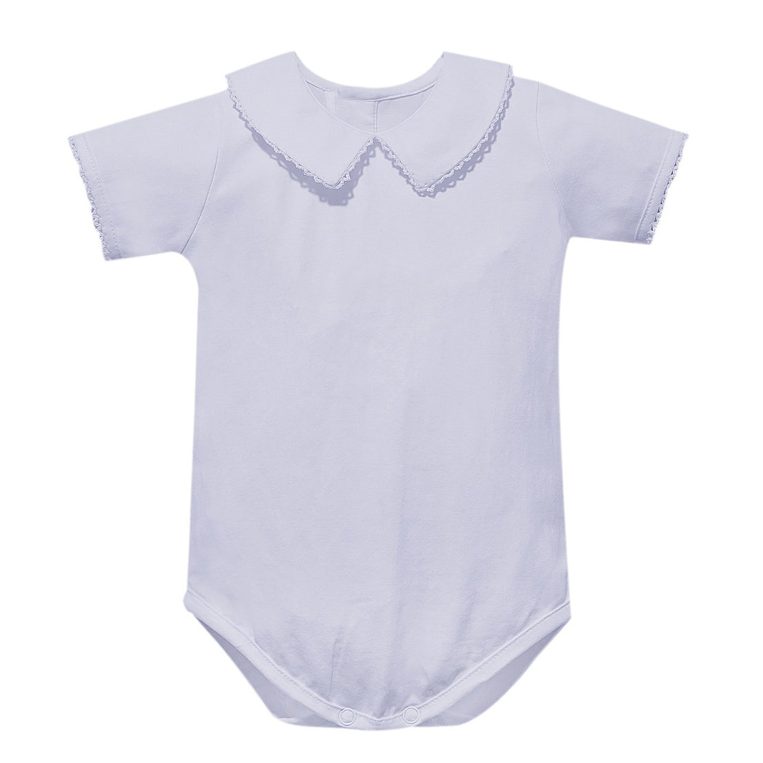 White Picot Knit Boy Short-Sleeve Onesie by Remember Nguyen