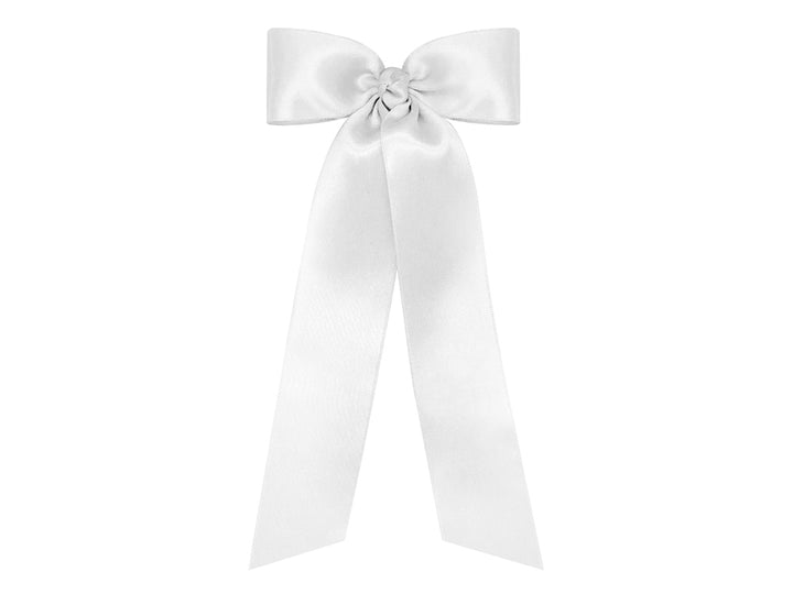 Wee Ones Bow - White Satin w/ Streamer Tails (2 sizes)