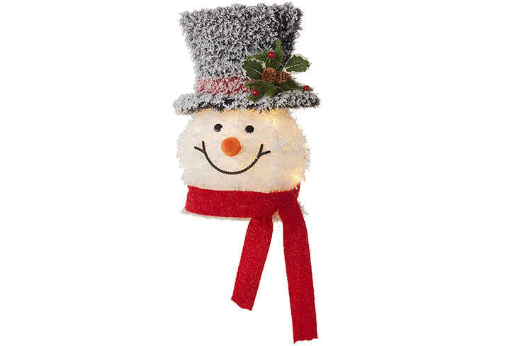 RAZ Imports - 18.75" Flocked Tinsel Lighted Snowman Head