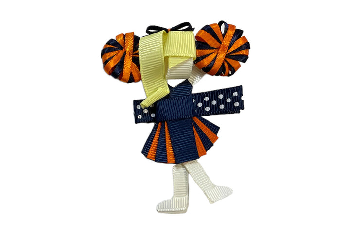 Navy/Orange Cheerleader Sculpture Bow (4 hair colors)