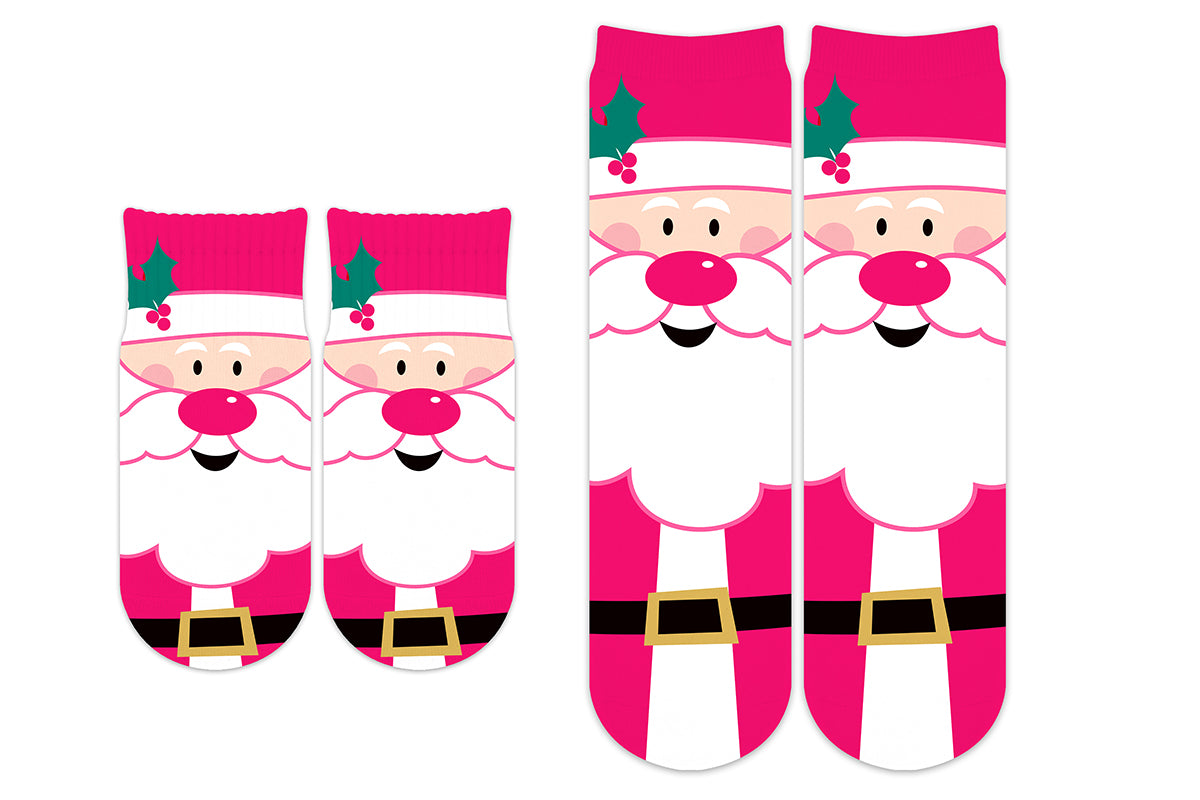 Santa Claus Pink Socks (2 Sizes)