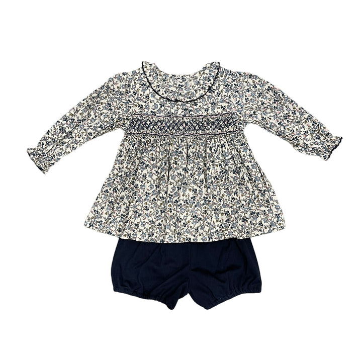 Remember Nguyen Navy Blue Flowers Juliette Bloomer Set