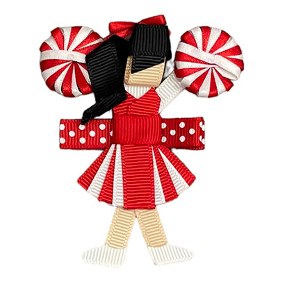 Red/White Cheerleader Sculpture Bow (4 hair colors)