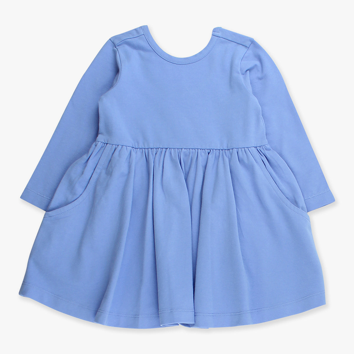 Periwinkle Long-Sleeve Knit Twirl Dress with Bow by RuffleButts