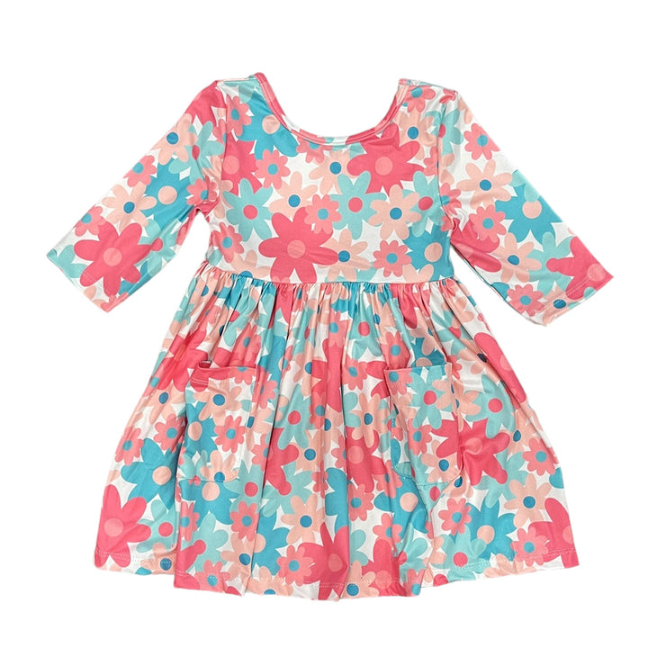 Petal Perfection 3/4 Sleeve Pocket Twirl Dress by Mila & Rose