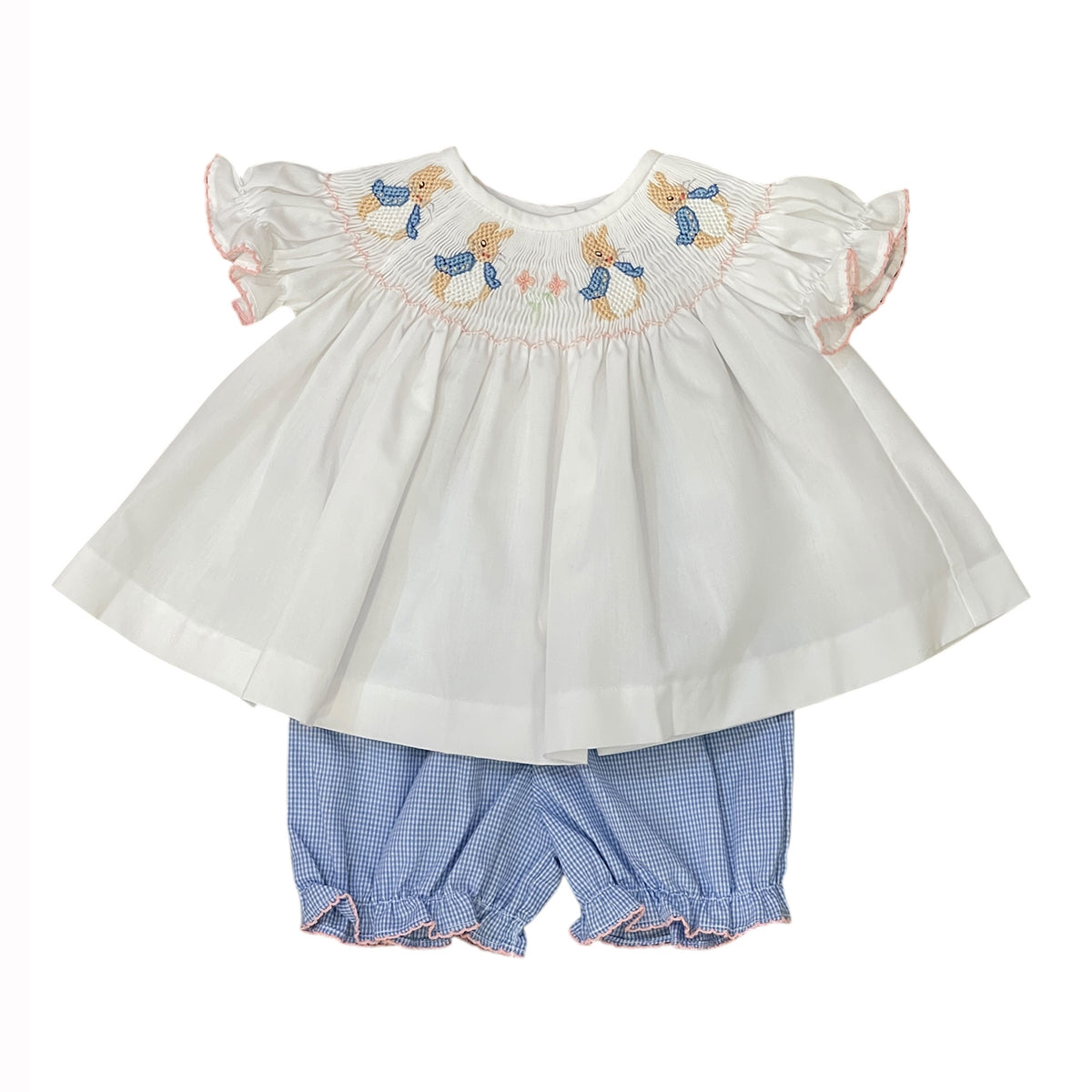 Peter Rabbit Smocked Bishop Bloomer Set by Lulu Bebe NB