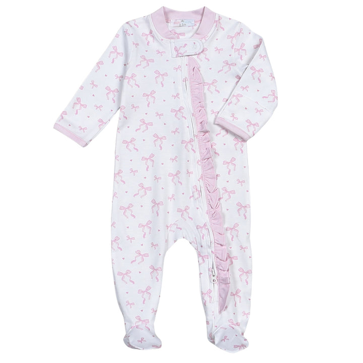 Pink Bows Footie by Baby Loren