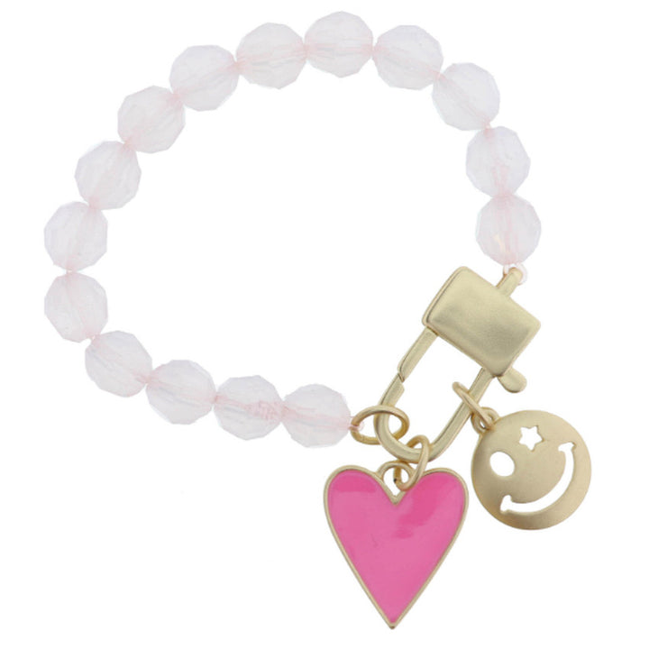 Jane Marie Pink Bracelet with Heart and Happy Face