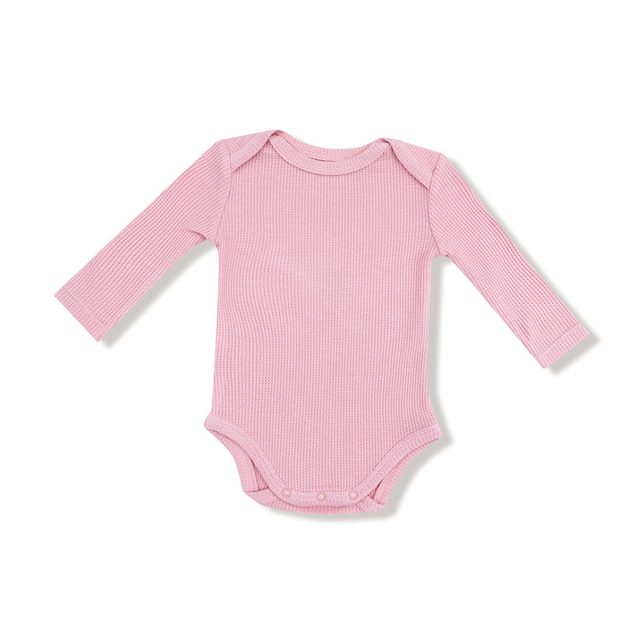 Cameo Pink Waffle Lap Shoulder Bodysuit by Angel Dear