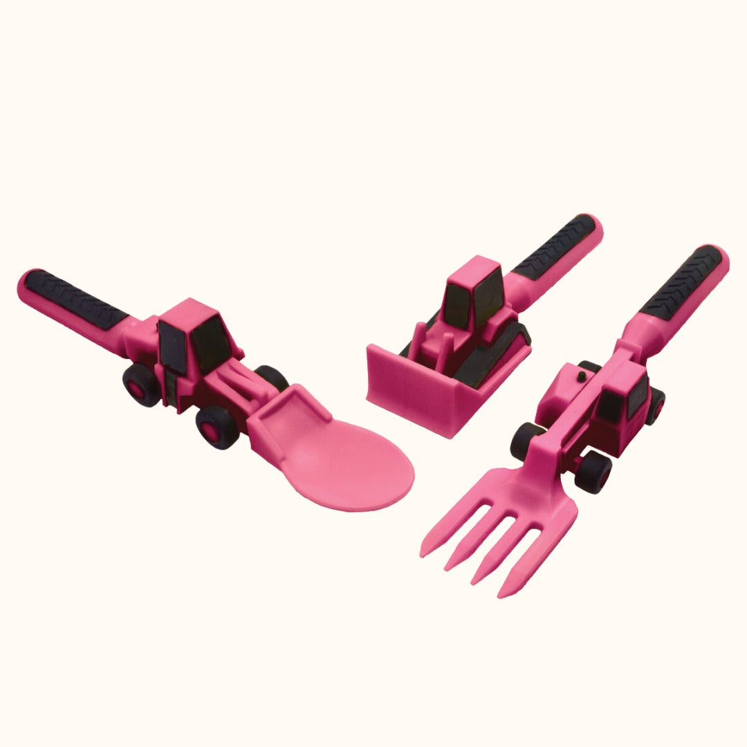 Pink Construction Utensil Set of Three by Constructive Eating